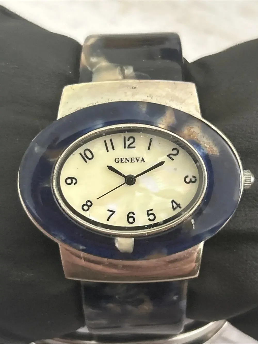 Geneva Silver Tone Multicolored Bezel And Band Women’s Cuff Watch